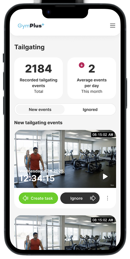 Tailgating detection screen